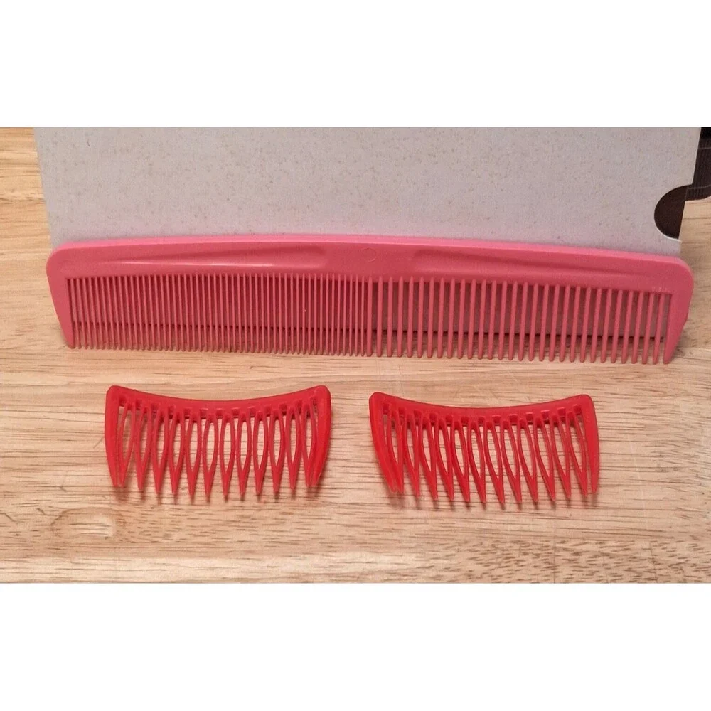 Vintage Goody USA Comb & Red Hair Combs Pink Wide Tight Teeth Unbreakable 7.5”
